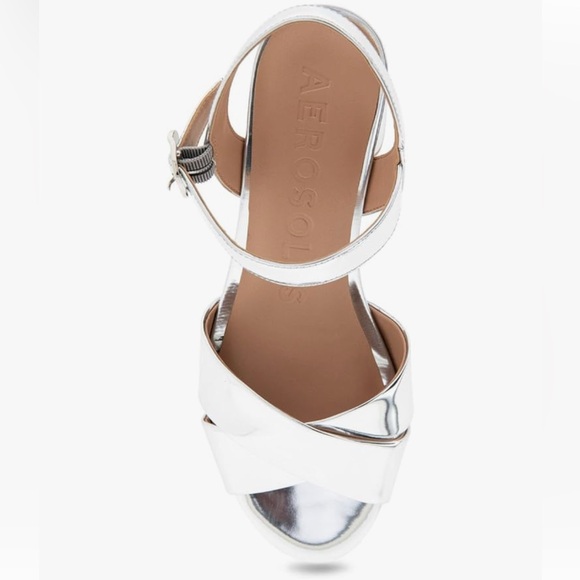 AEROSOLES Women's Cosmos Heeled Sandal Mirrored Silver Size 10 - Picture 5 of 10